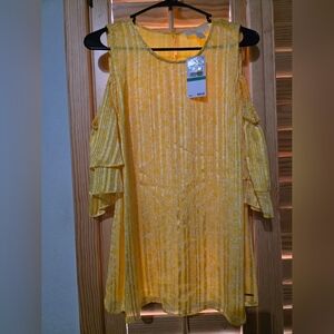 Yellow Cold Shoulder Blouse